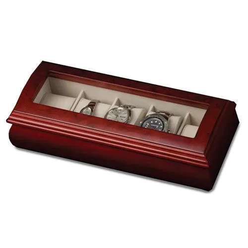Domed Lid Cherry Finish 5-Watch Case
