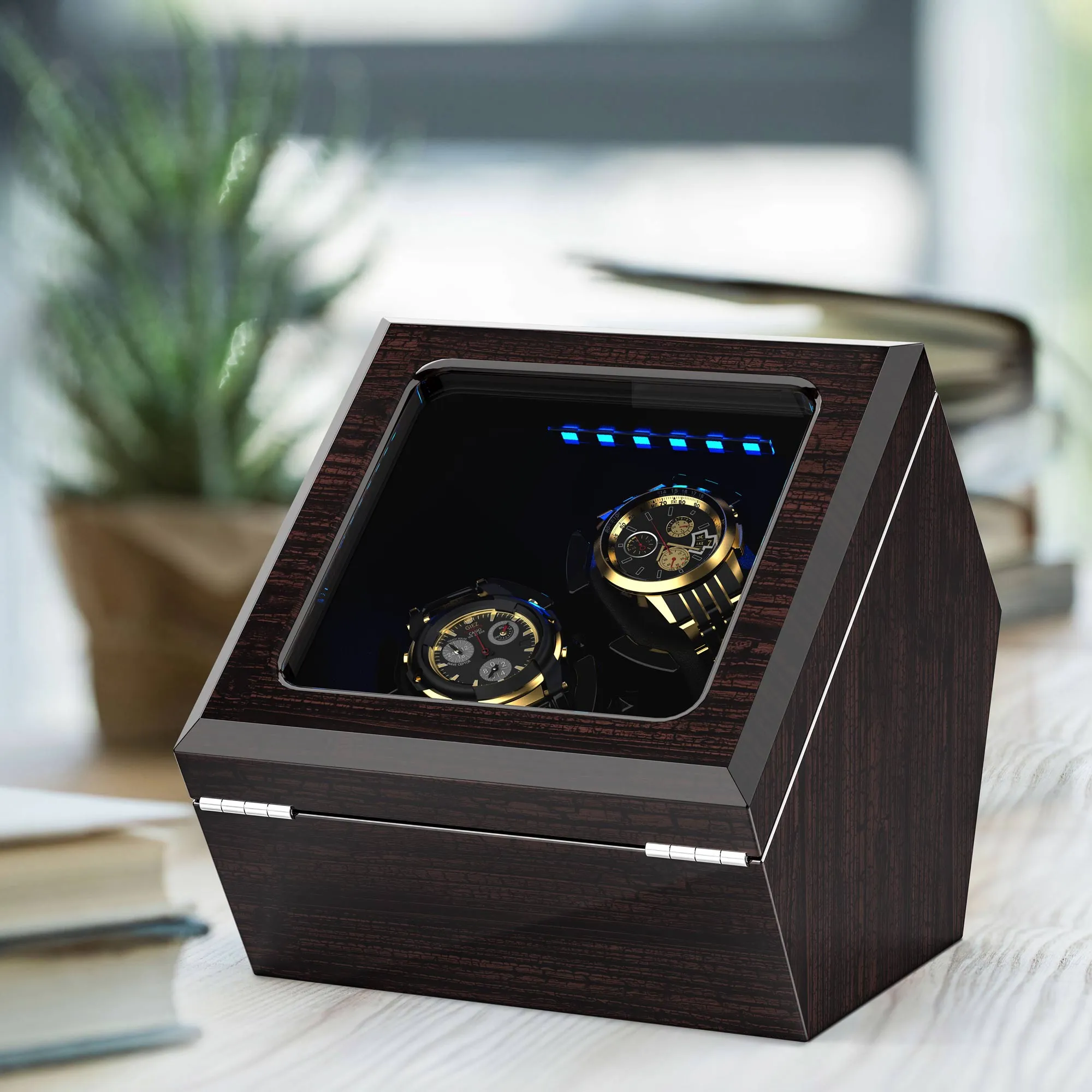 Double Automatic Wooden Watch Winder