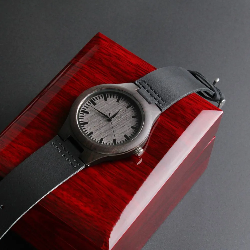 Firefighter Fireman Engraved Mens Wooden Watch Gift - Stay Safe