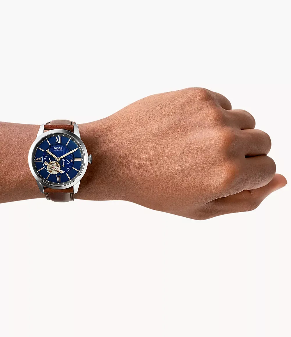 Fossil Townsman Automatic Brown Leather 44mm Mens Watch