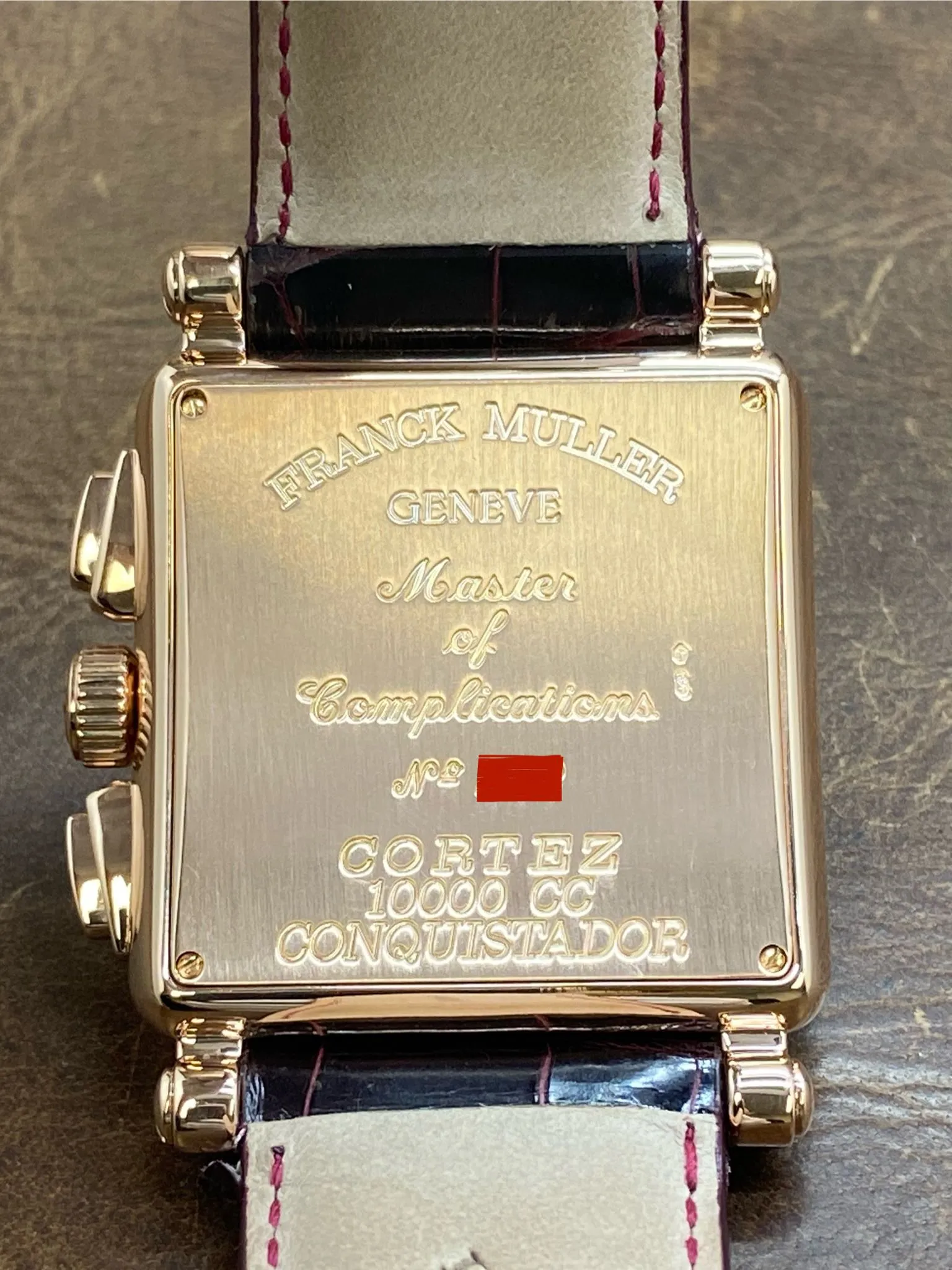 Franck Muller Conquistador Cortez Chronograph 18K Yellow Gold 10000CC Bronze Dial Automatic Men's Watch