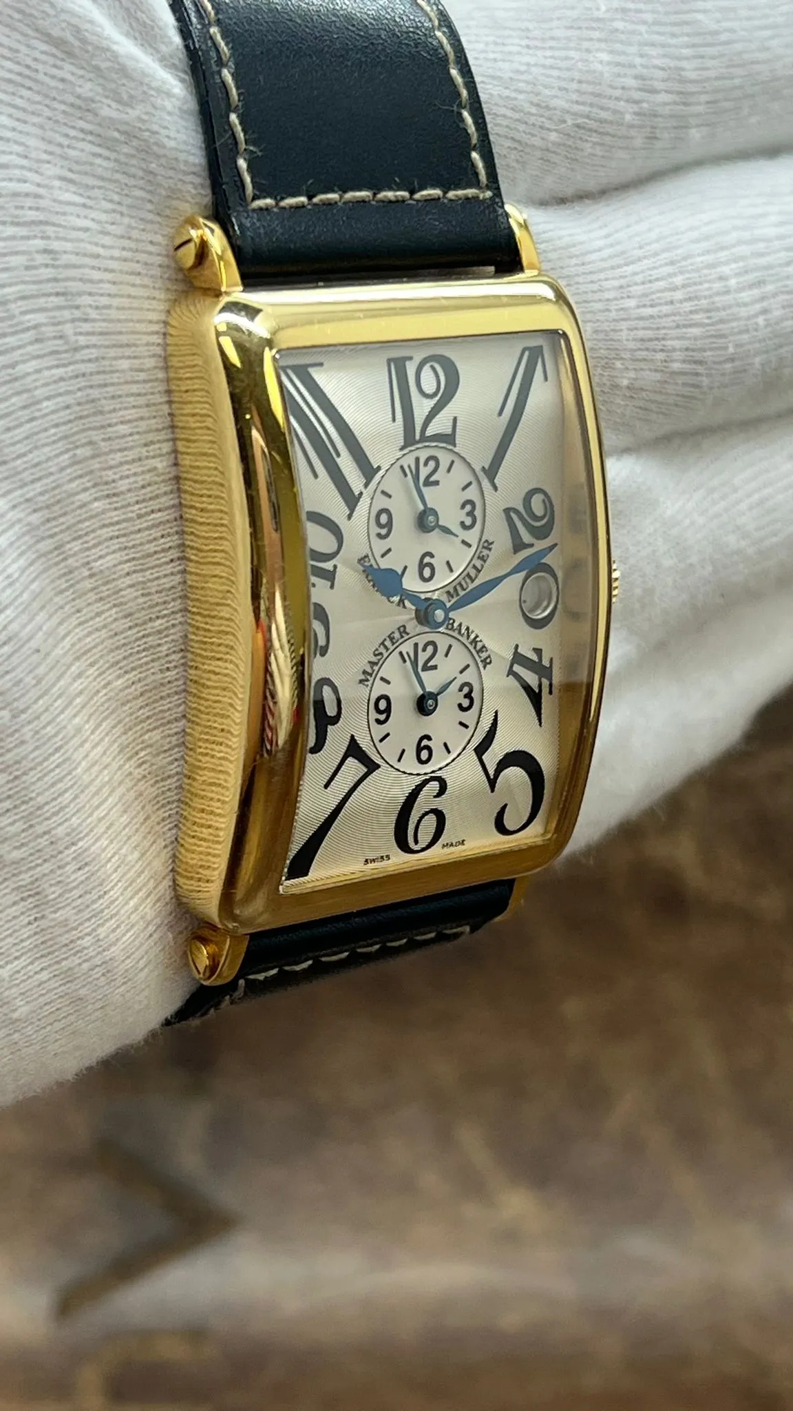 Franck Muller Long Island Master Banker 18K Yellow Gold 1200MB Silver Dial Automatic Men's Watch