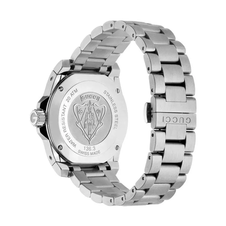 Gucci Dive Large Black Dial Steel Bracelet Swiss Quartz Men's Watch YA136301A