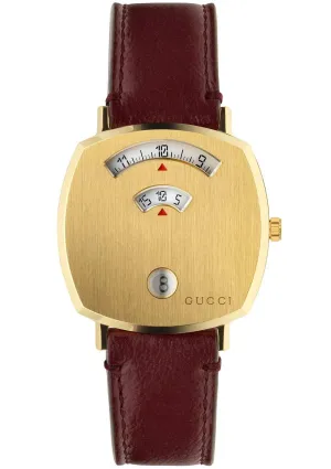 Gucci Grip Gold Tone Leather Strap Women's Watch YA157405