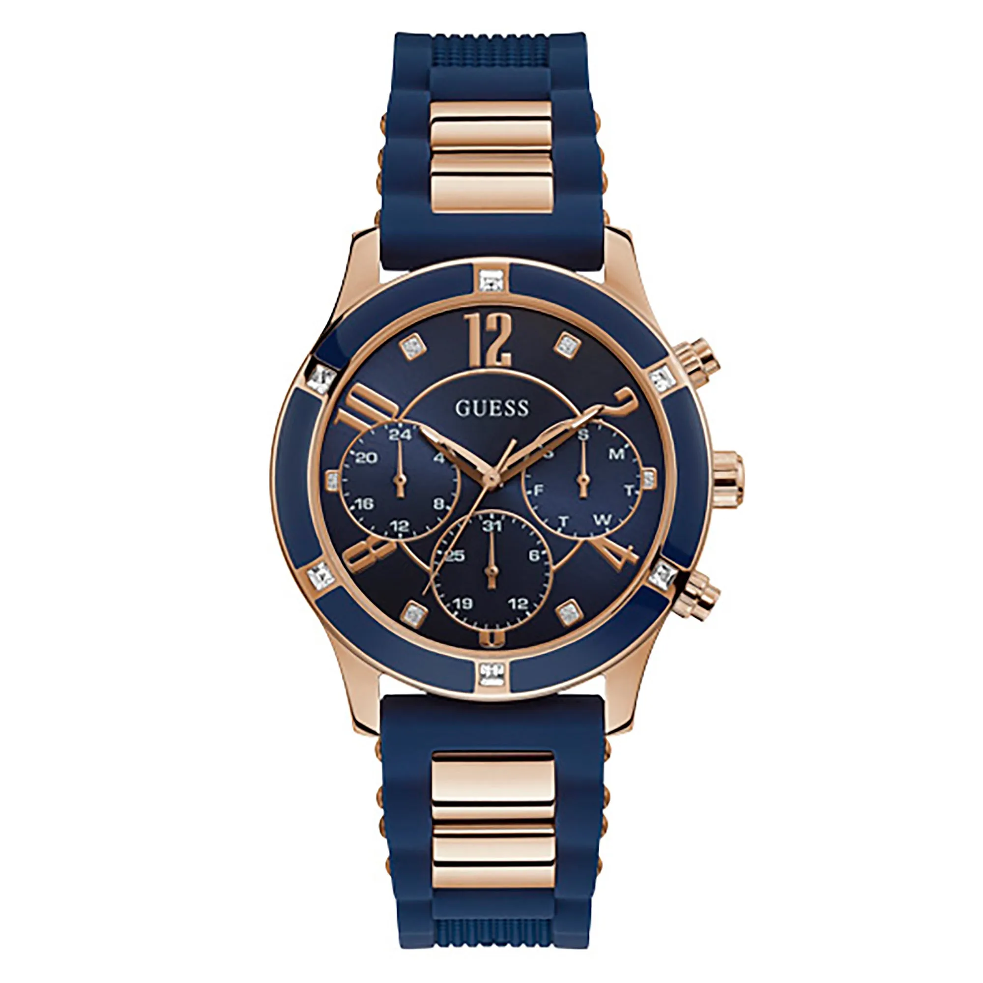 Guess Women's Watch Rose Gold Tone/Blue Case Quartz