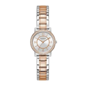 Guess Women's Watch Silver And Rose Gold Tone Case Quartz