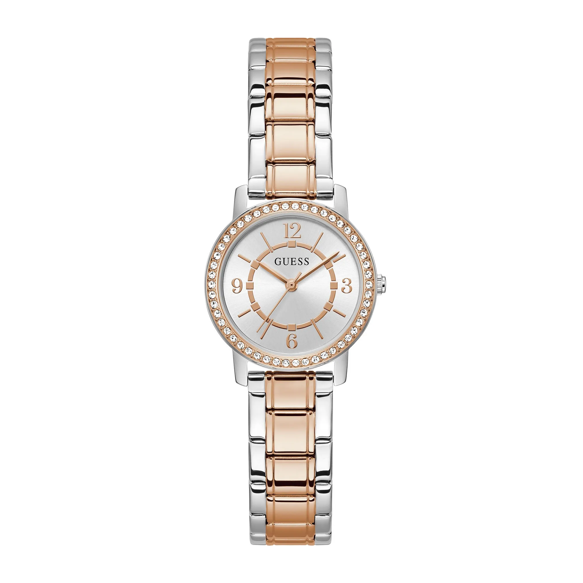 Guess Women's Watch Silver And Rose Gold Tone Case Quartz