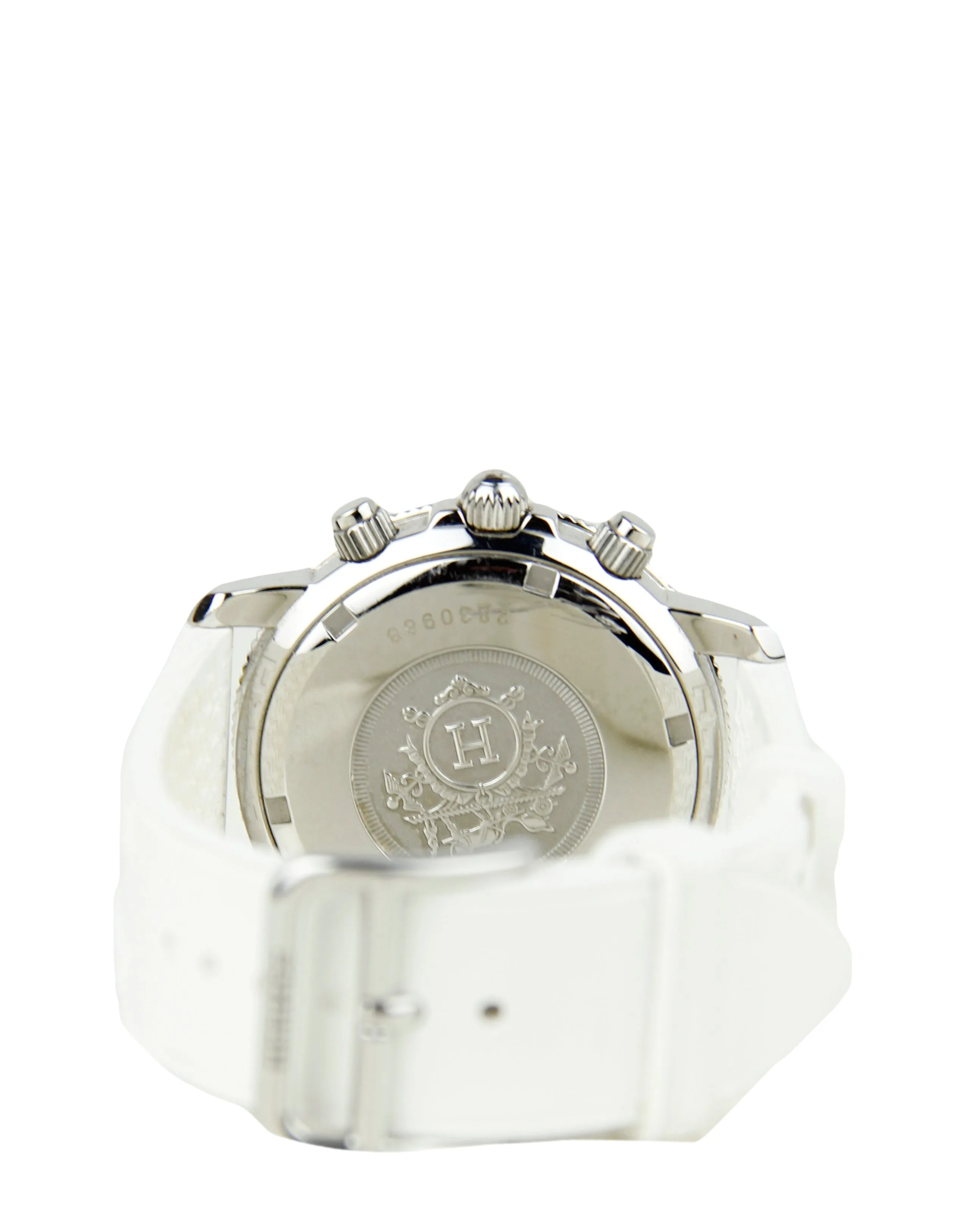 Hermes 36mm Quartz Clipper Watch w/ Diamonds & White Rubber Band