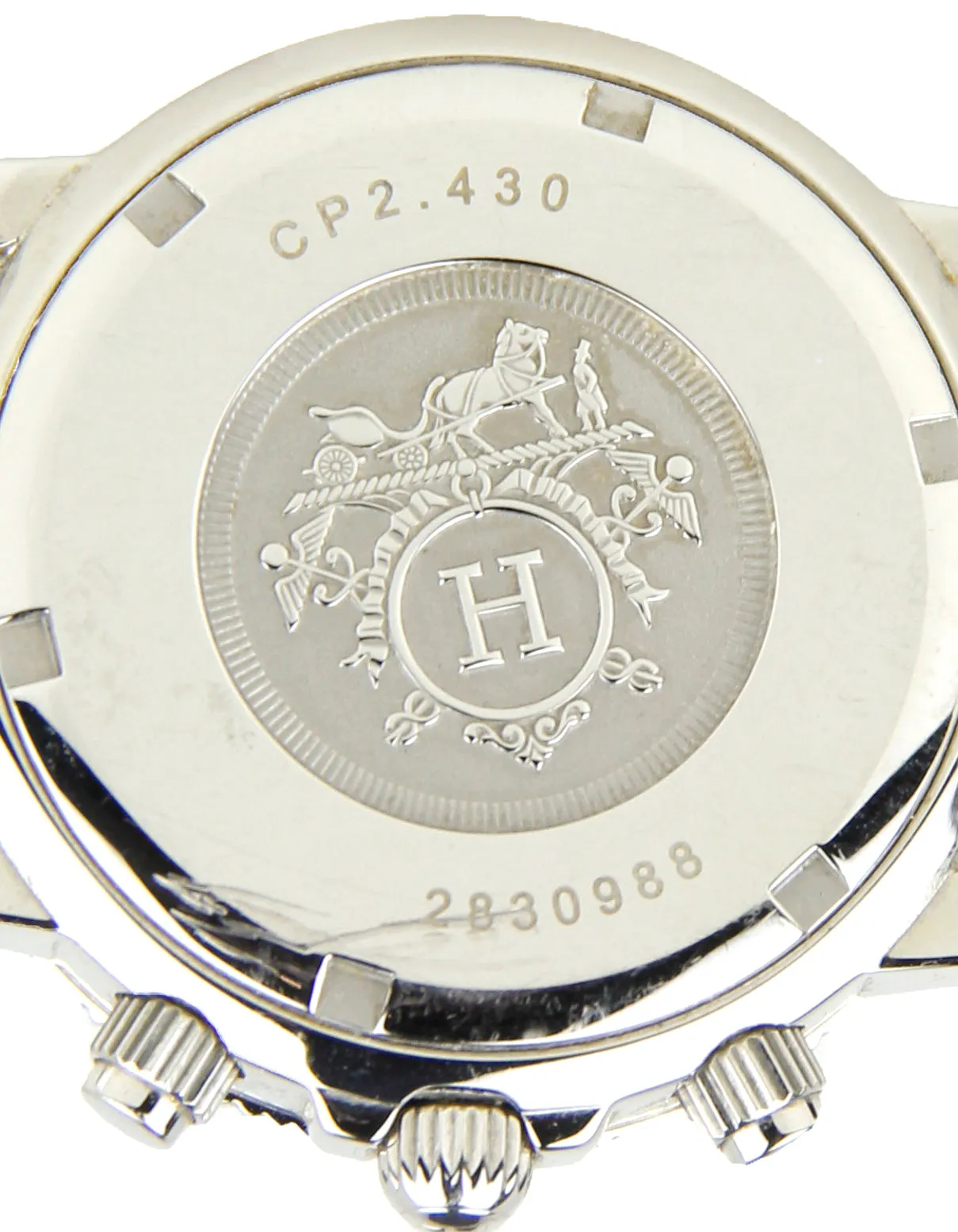 Hermes 36mm Quartz Clipper Watch w/ Diamonds & White Rubber Band