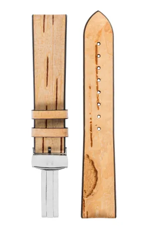 Hirsch BIRCH Tree Bark Deployment Watch Strap in BEIGE