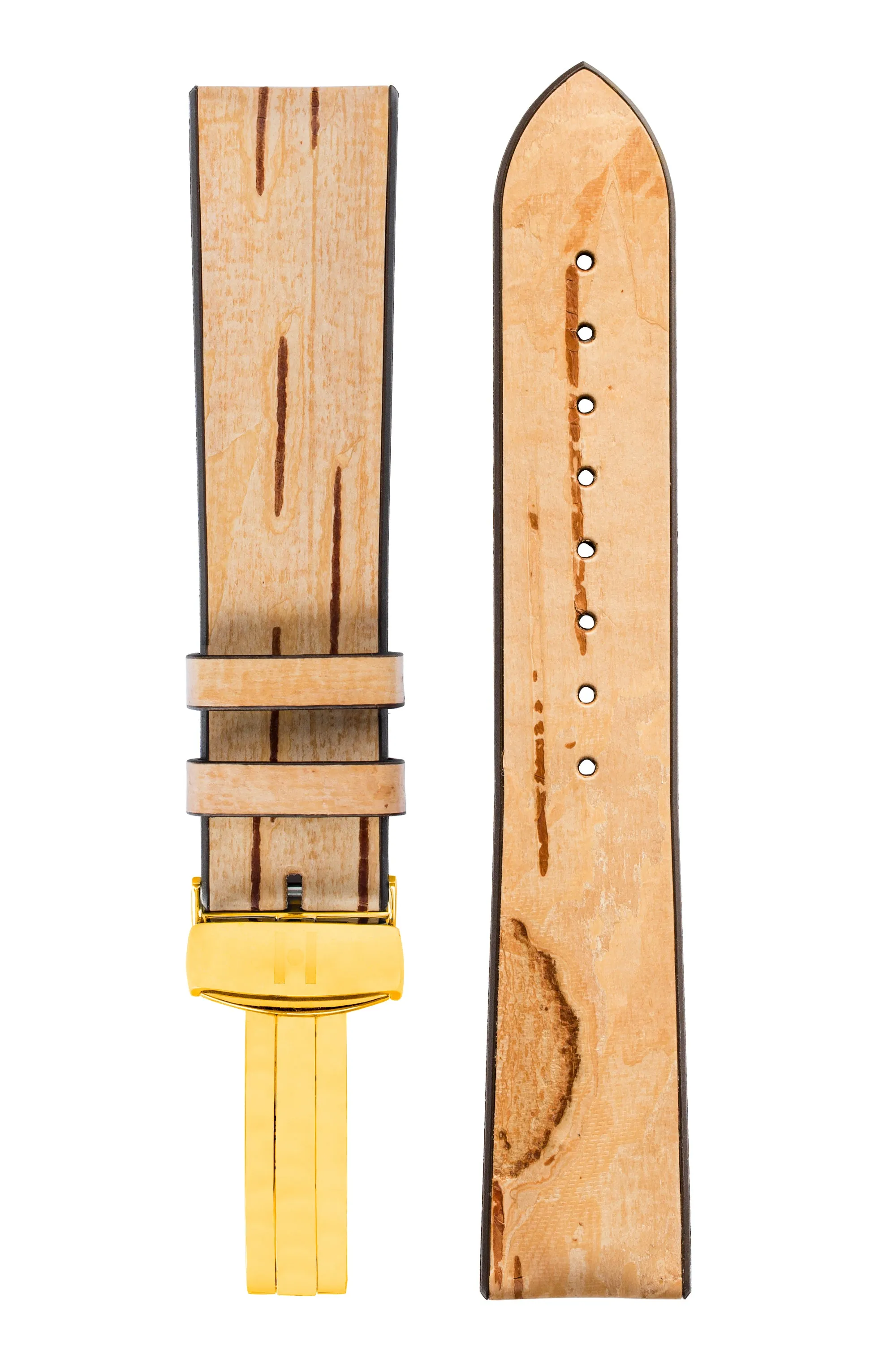 Hirsch BIRCH Tree Bark Deployment Watch Strap in BEIGE
