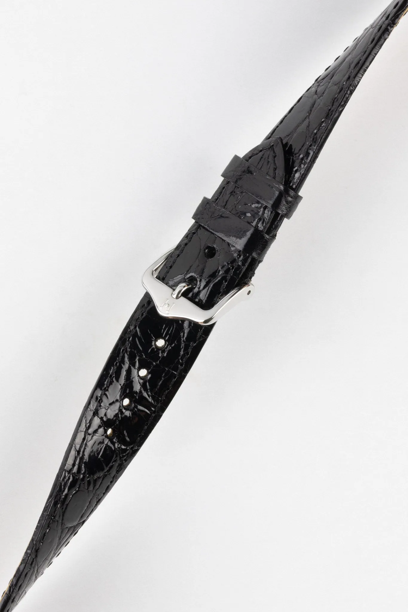 Hirsch GENUINE CROCO Open-Ended Crocodile Leather Watch Strap in BLACK