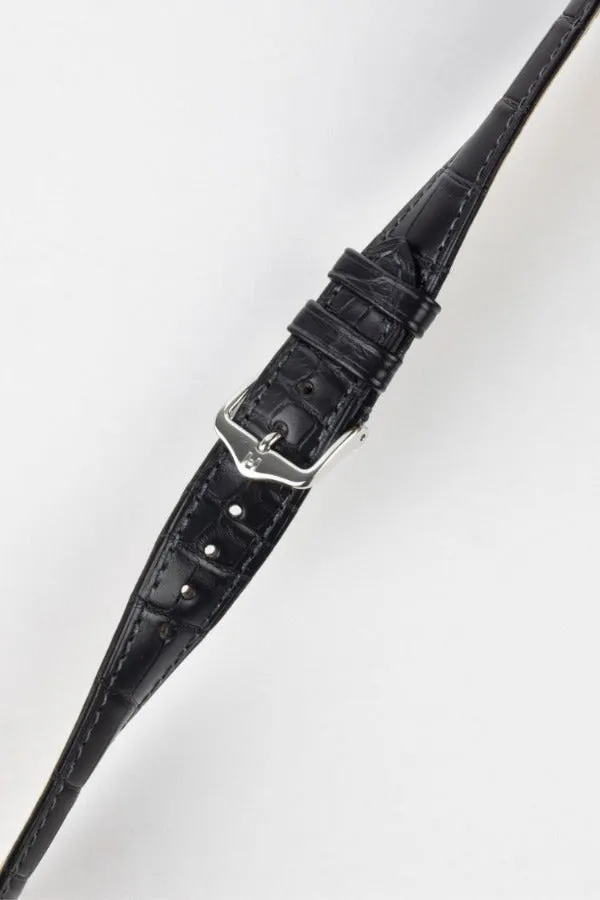 Hirsch LONDON NQR Matt Alligator Leather Watch Strap in BLACK