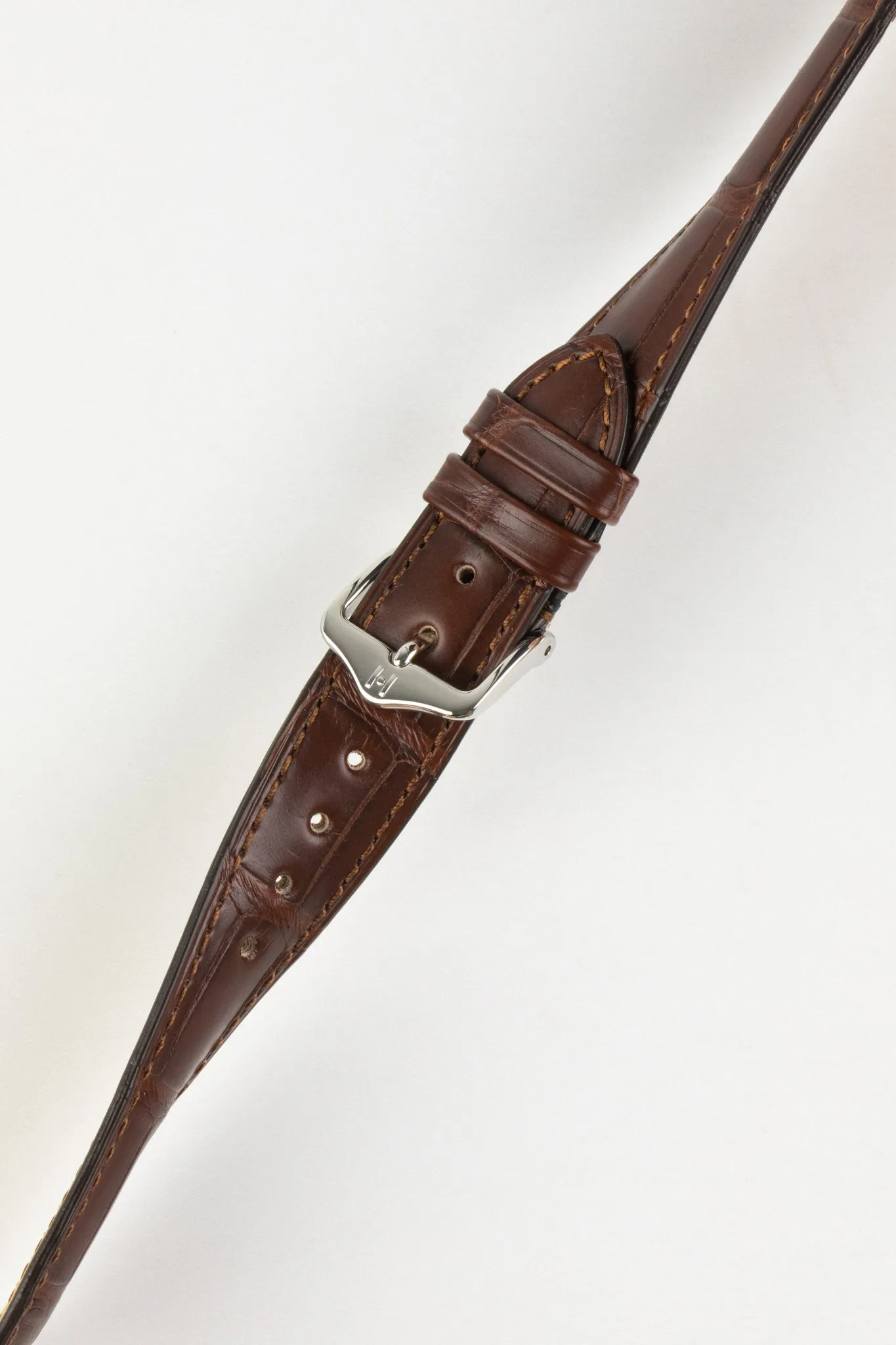 Hirsch LONDON NQR Matt Alligator Leather Watch Strap in BROWN