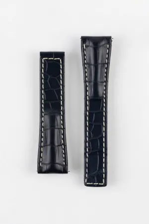 Hirsch NAVIGATOR Blue Alligator Deployment Watch Strap