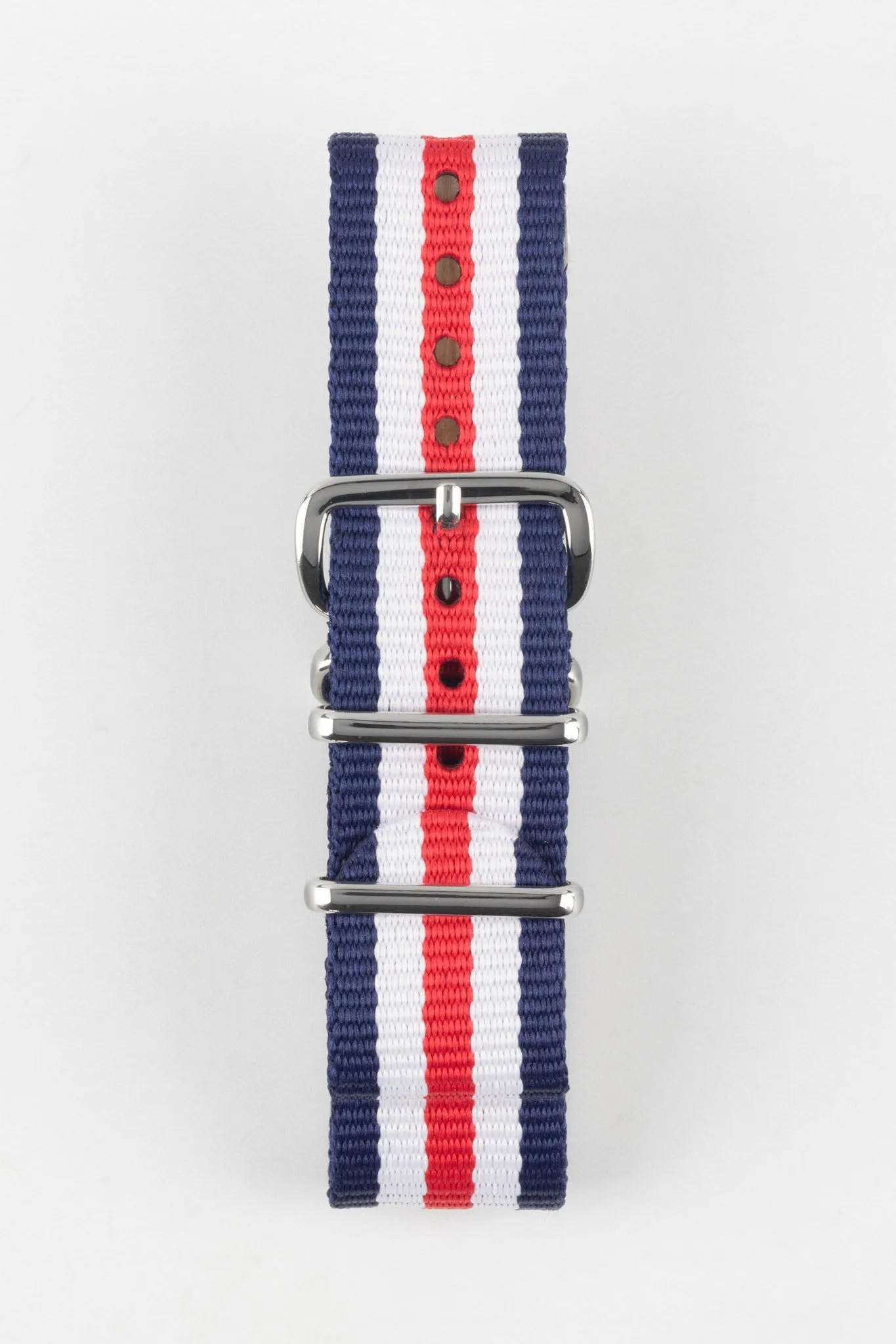 Hirsch RUSH Nylon One-Piece Watch Strap in BLUE / WHITE / RED
