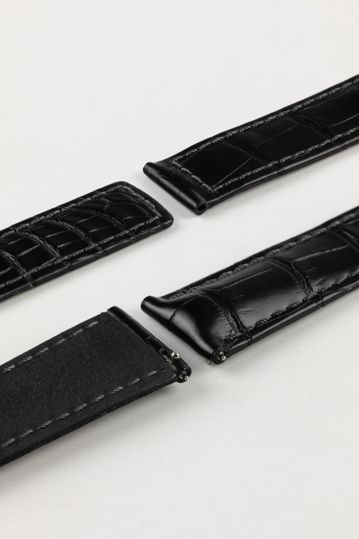 Hirsch SPEED Alligator Deployment Watch Strap in BLACK