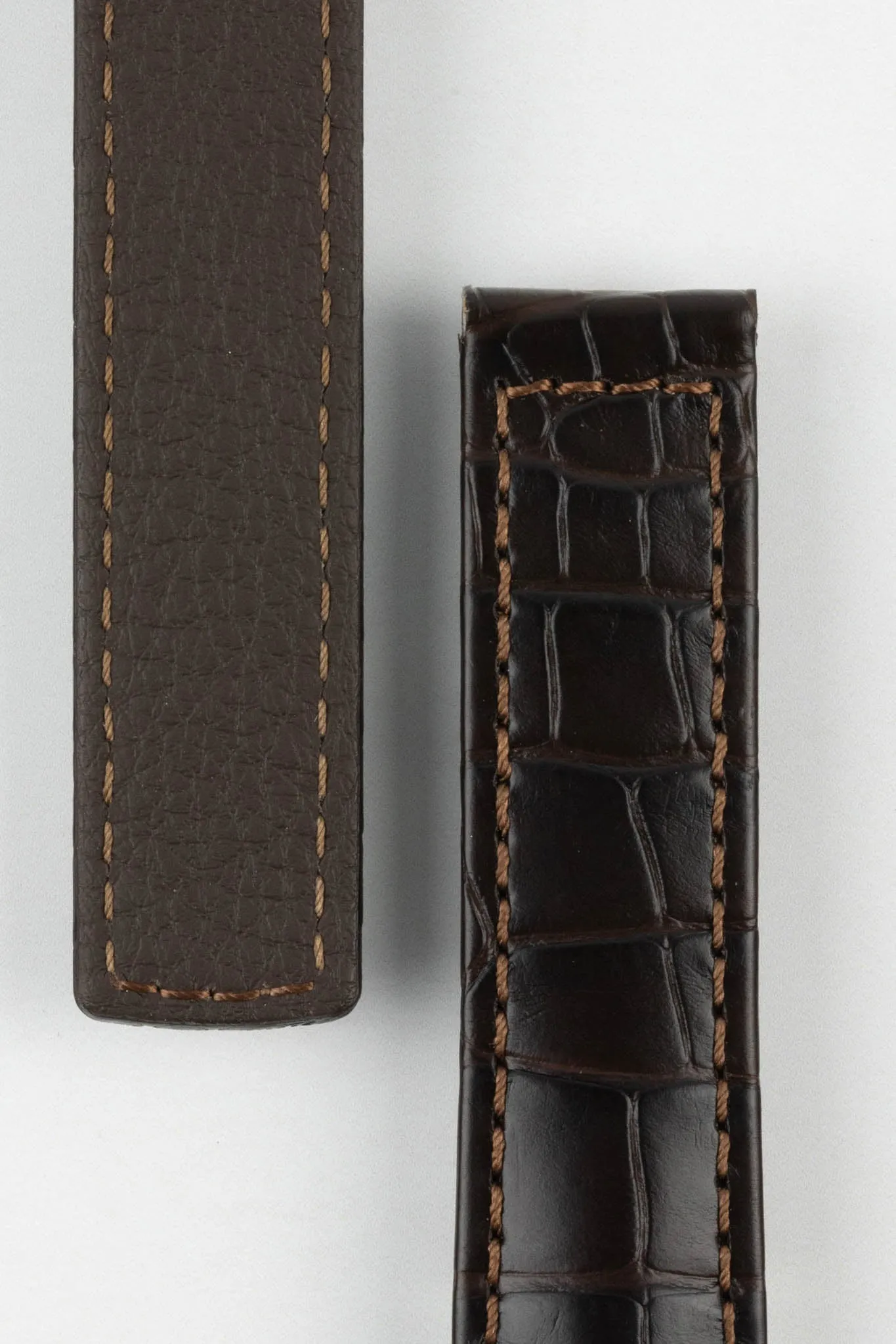 Hirsch SPEED Alligator Deployment Watch Strap in DARK BROWN