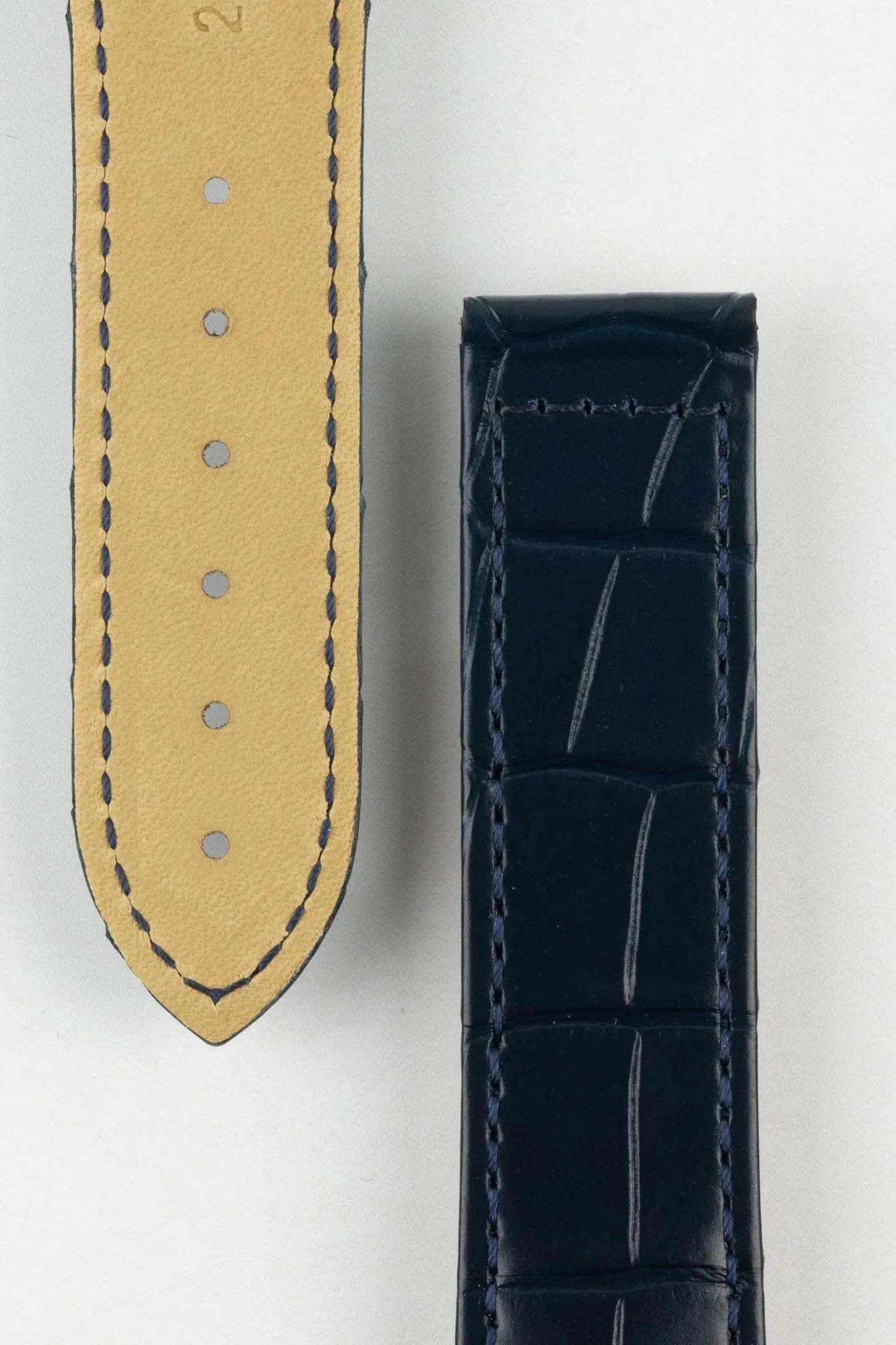 Hirsch VOYAGER Alligator Deployment Watch Strap in BLUE