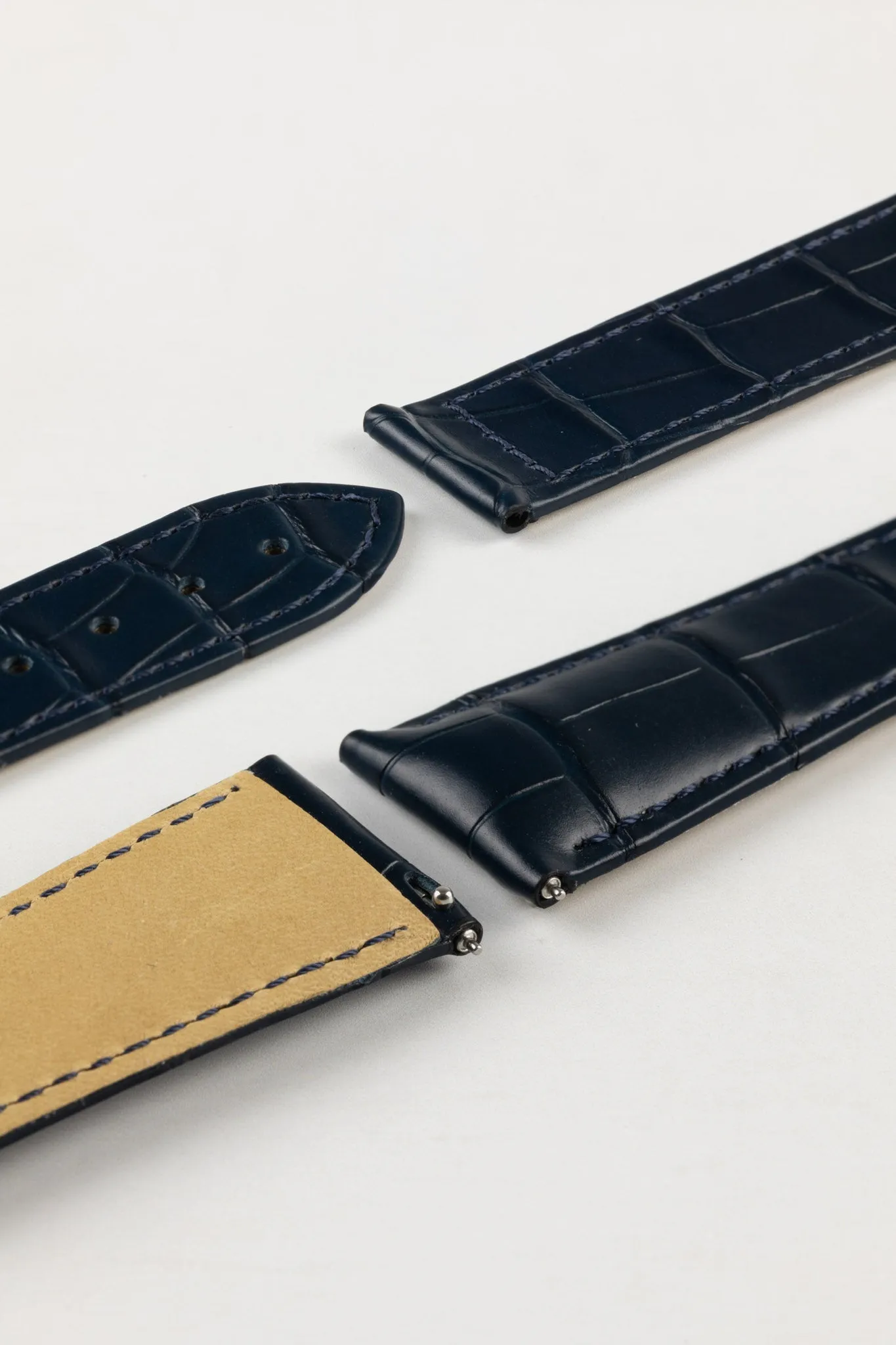 Hirsch VOYAGER Alligator Deployment Watch Strap in BLUE