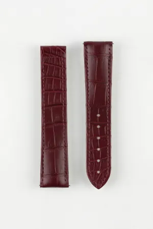 Hirsch VOYAGER Alligator Deployment Watch Strap in BURGUNDY
