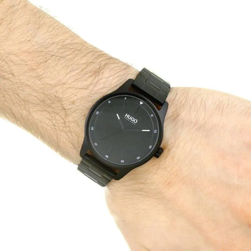 Hugo Boss 1530040 Dare Black Dial Ionic Plated Black Steel Quartz Men's Watch