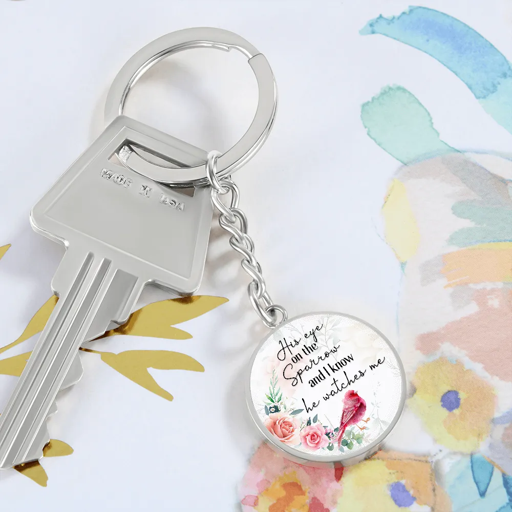 I know he watches me-Bible Verse Keychain