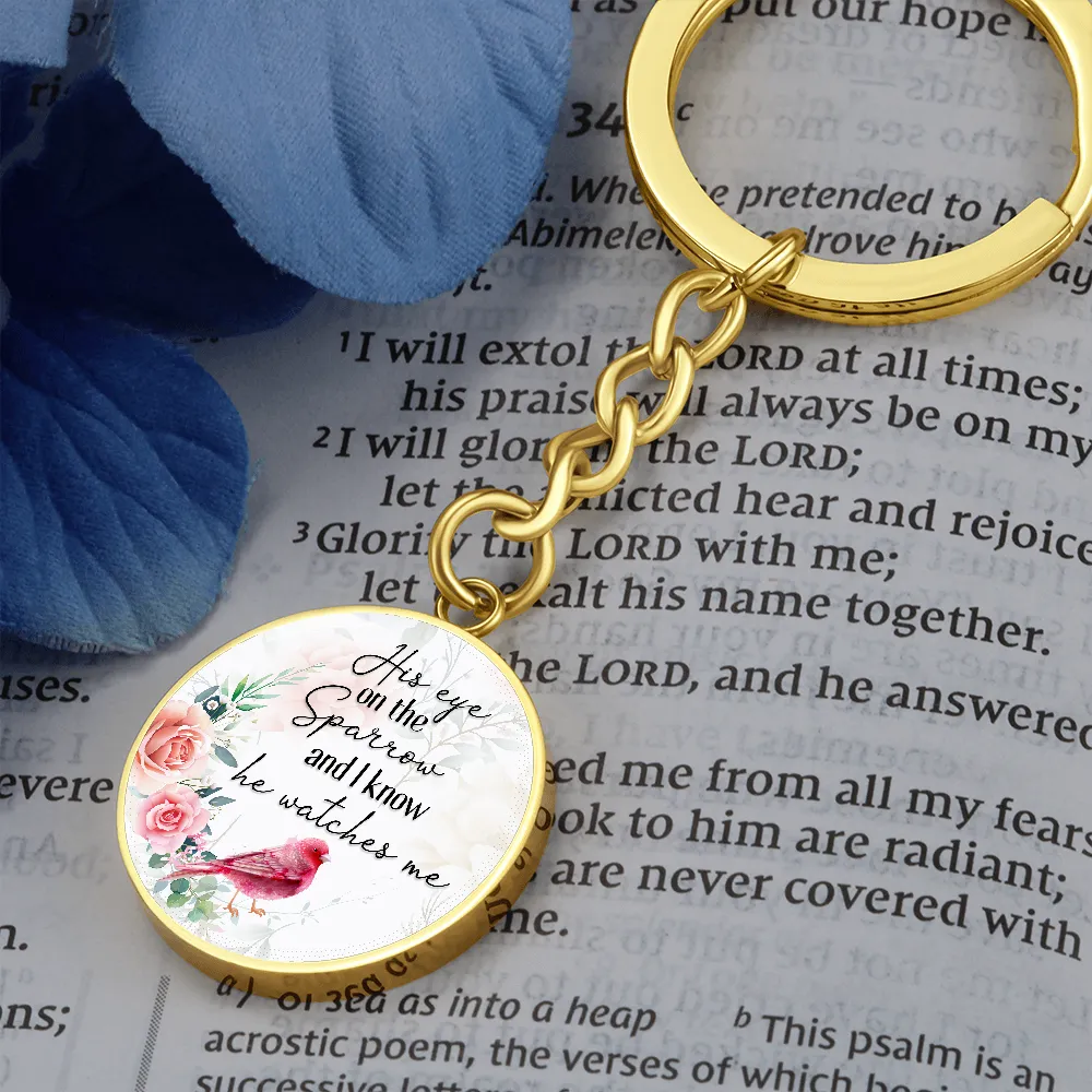 I know he watches me-Bible Verse Keychain