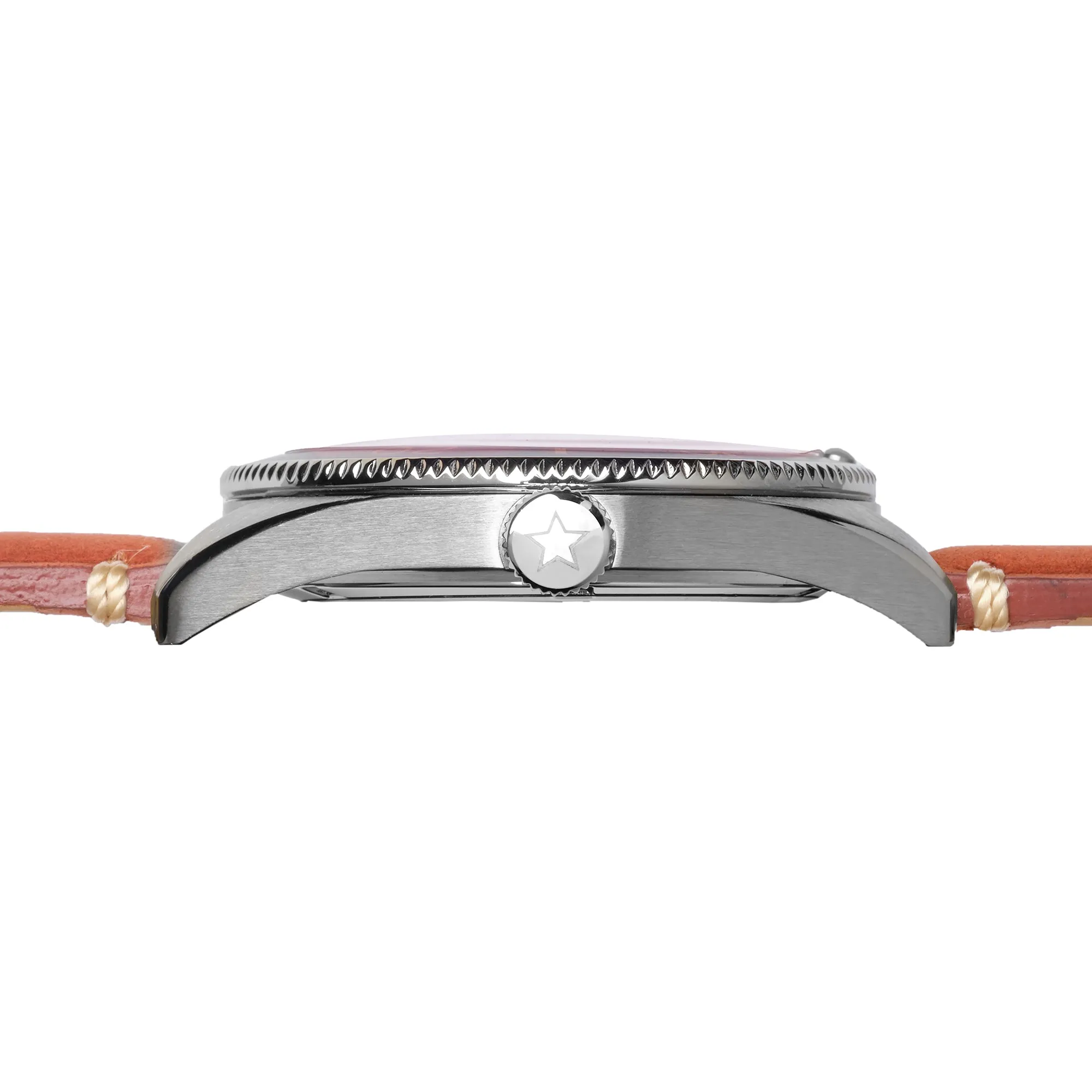 Iron Will. black Dial. Red bezel. Red Leather Strap. SG-0012-04