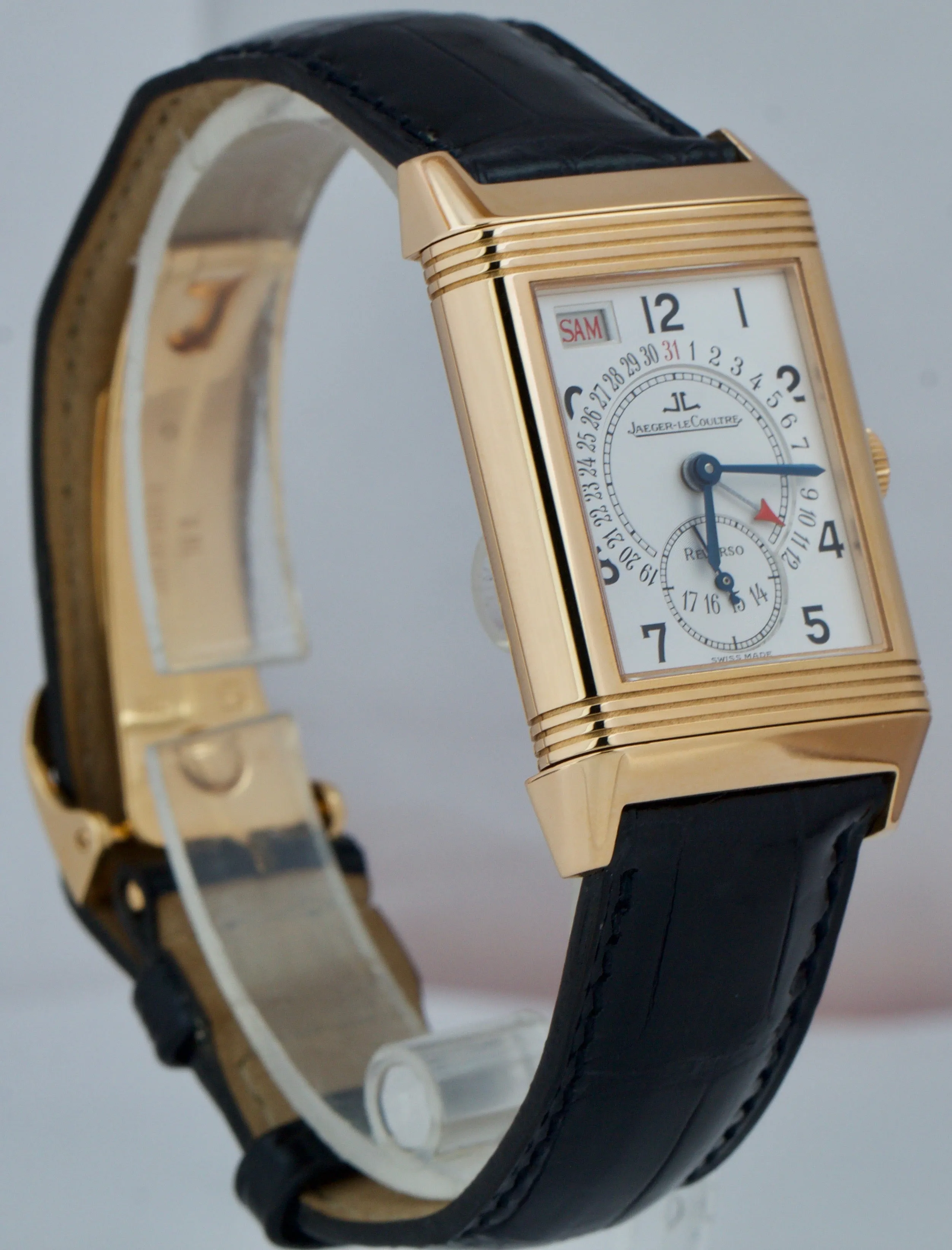 Jaeger LeCoultre Reverso Date 18k Rose Gold Mechanical Watch 270.2.36 FULL SET