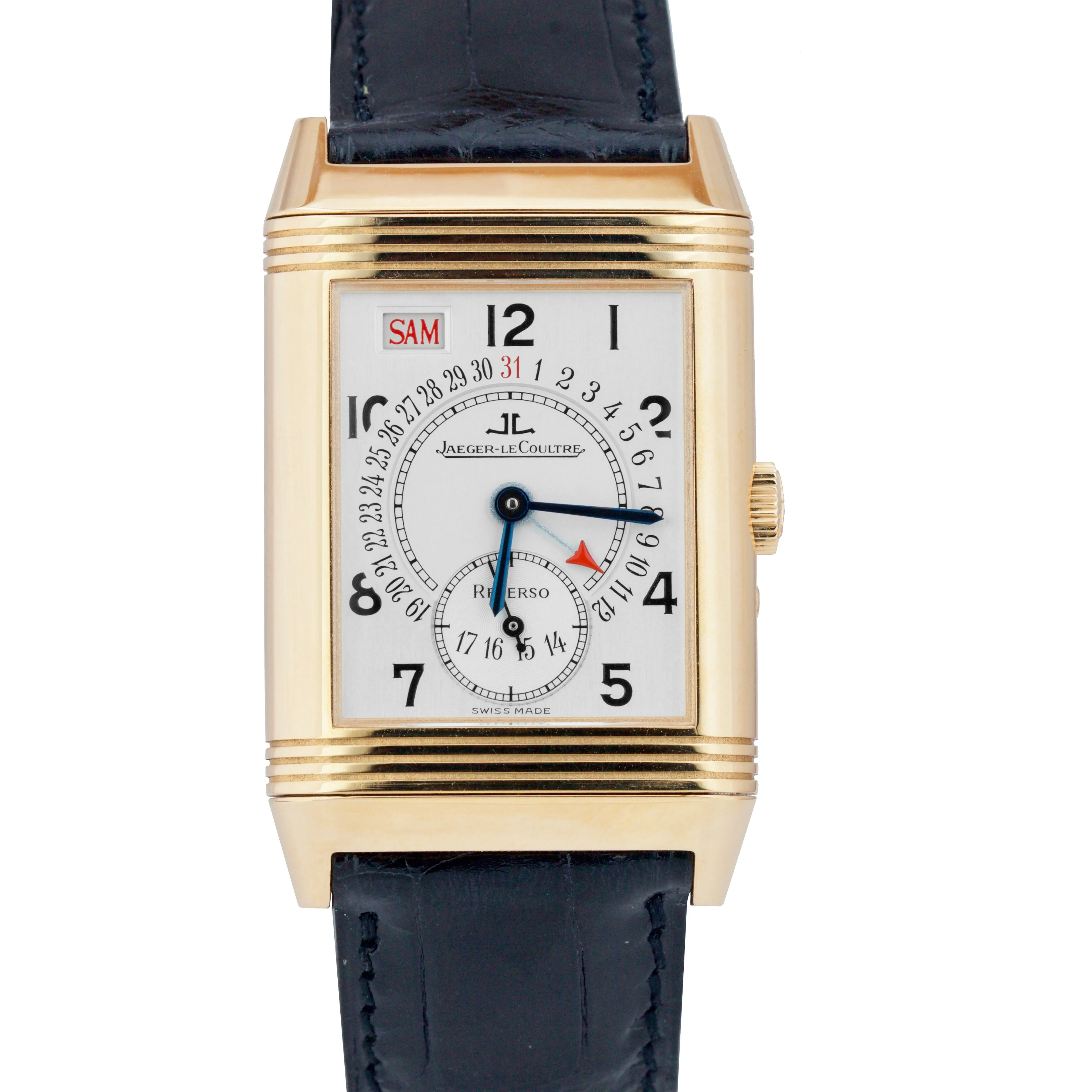 Jaeger LeCoultre Reverso Date 18k Rose Gold Mechanical Watch 270.2.36 FULL SET