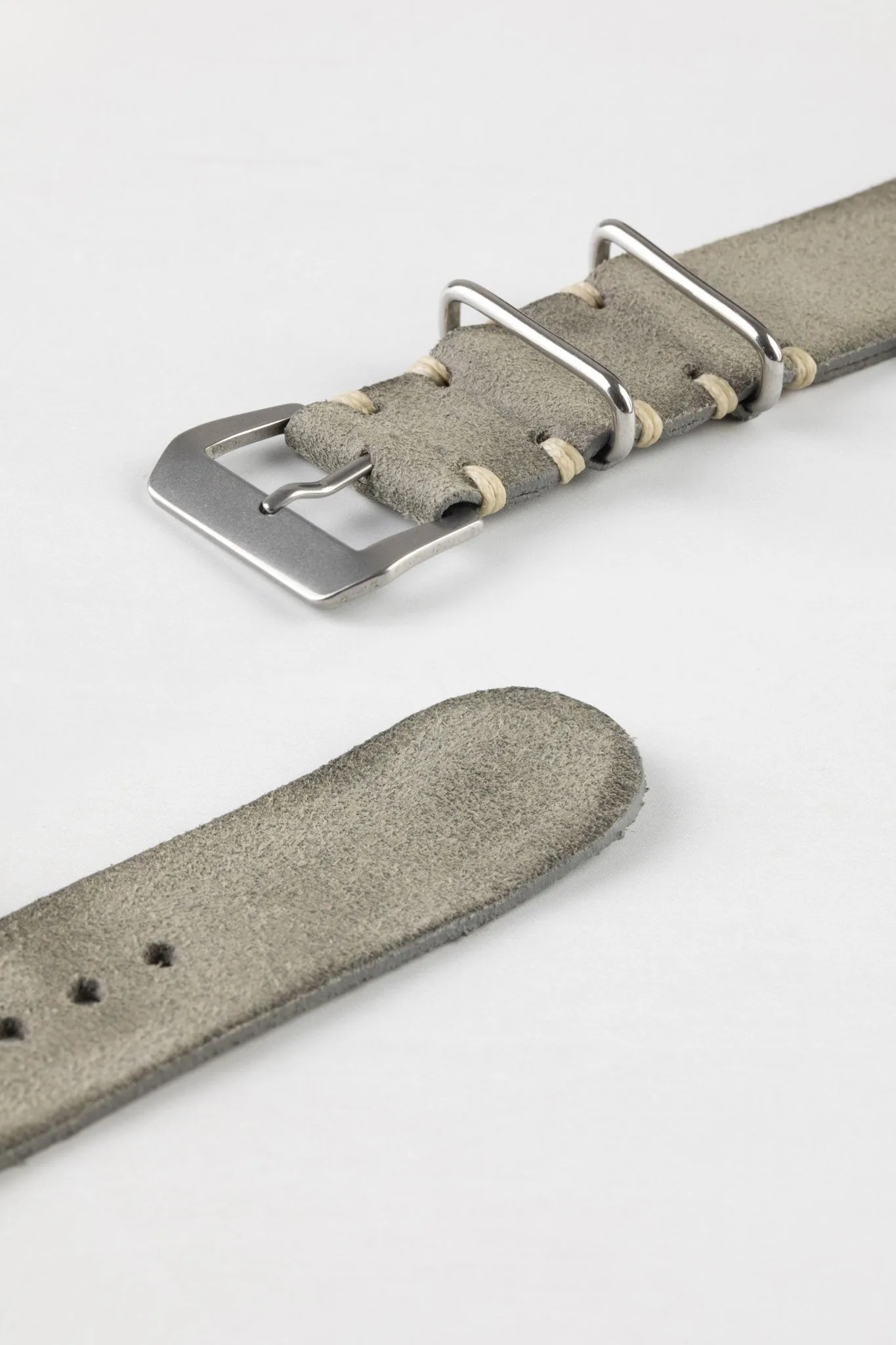 JPM Italian Leather One-Piece Watch Strap in TASSO GREY