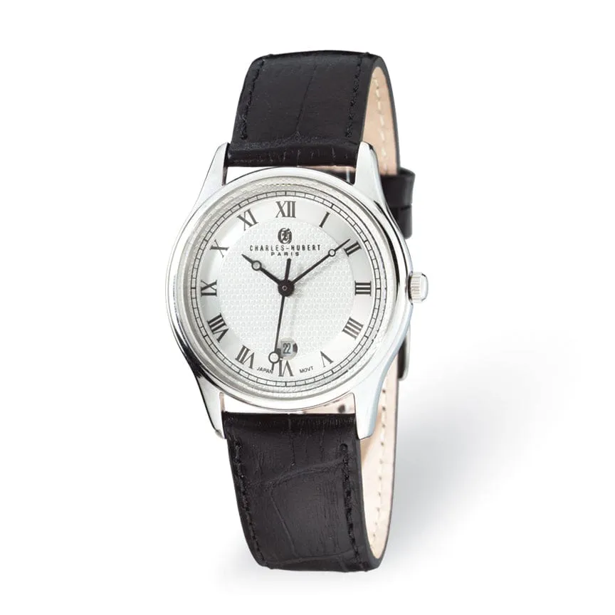 Ladie Charles Hubert Stainless Steel Leather Watch