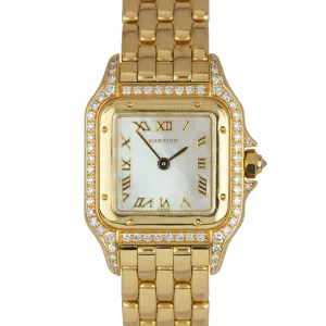 Ladies Cartier Panthère Panther Diamond MOP 18K Yellow Gold 22mm Watch 8057915