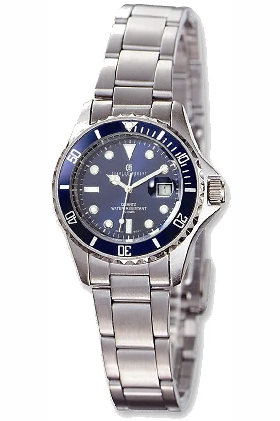Ladies Charles-Hubert Paris Classic Stainless Steel Blue Dial Watches