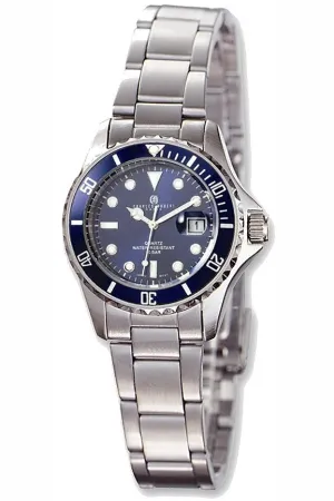 Ladies Charles-Hubert Paris Classic Stainless Steel Blue Dial Watches