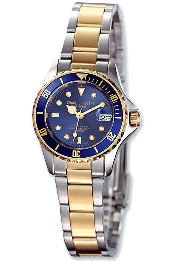 Ladies Charles-Hubert Paris Classic Stainless Steel Blue Dial Watches