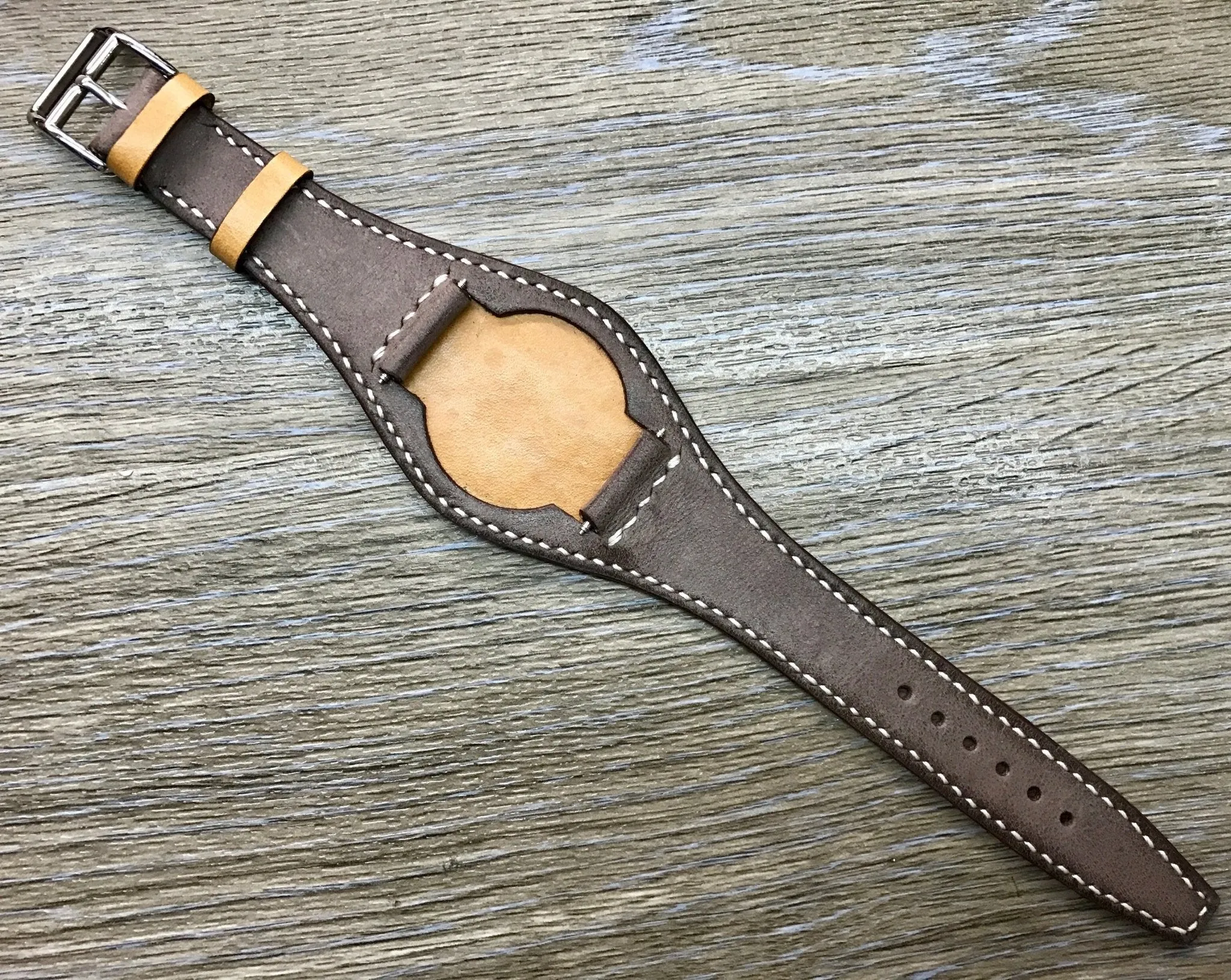 Leather Watch Strap 20mm, 18mm Bund Strap, Vintage Brown Leather Watch Band 19mm 22mm, Christmas Gift Ideas for husband, Wrist Watch Band