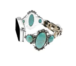 Leopard & Wide Turquoise Stone Apple Watch Band