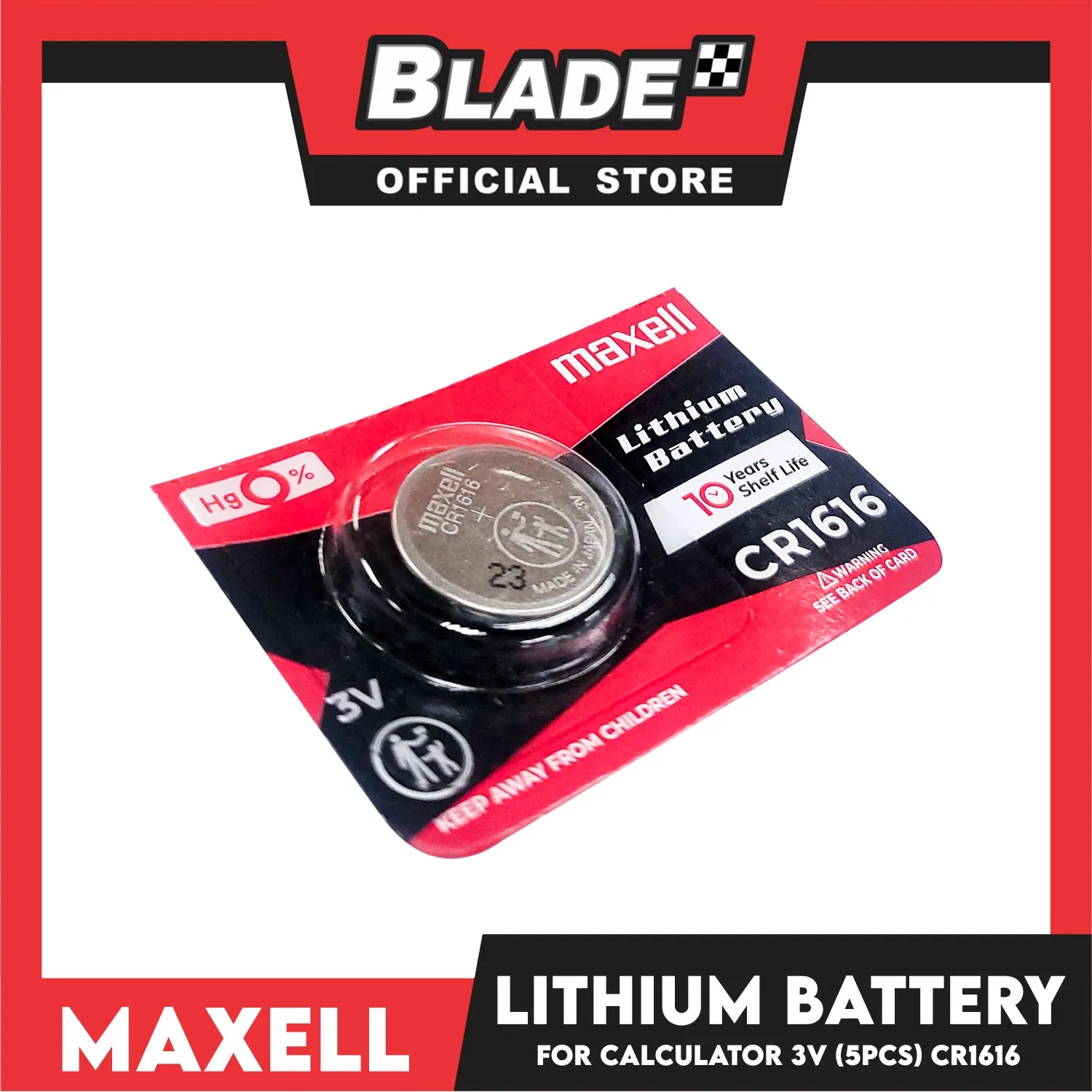 Maxell 3 Volt Lithium Battery CR1616 Coin Cell (Bundle of 5pcs)