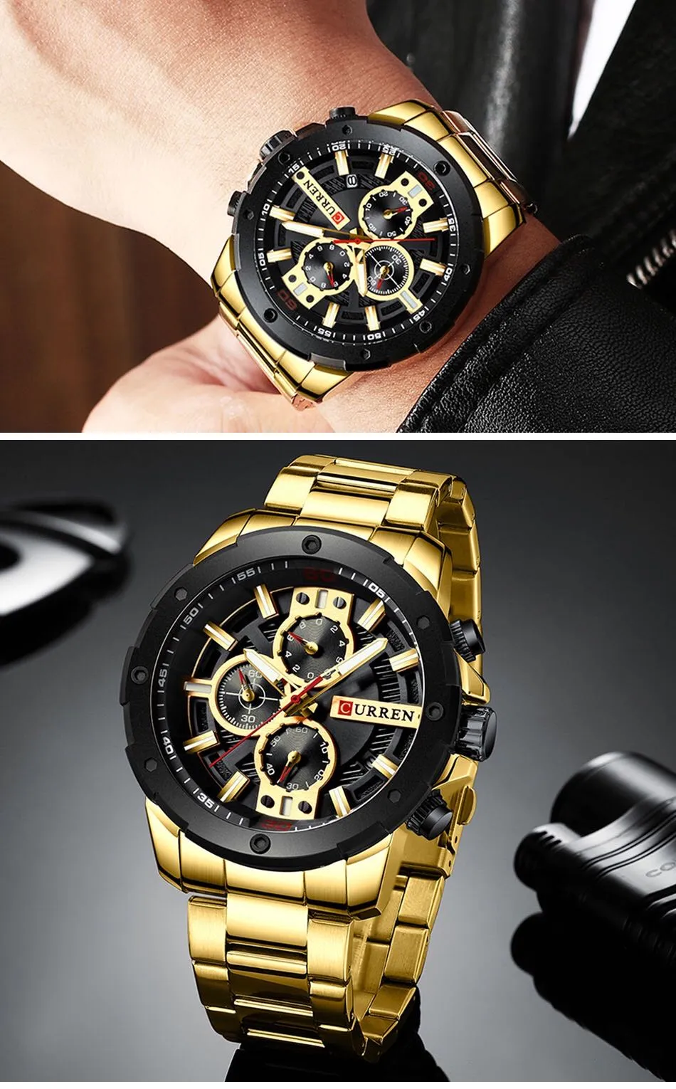 Men Quartz Watch Blue Classic Chronograph