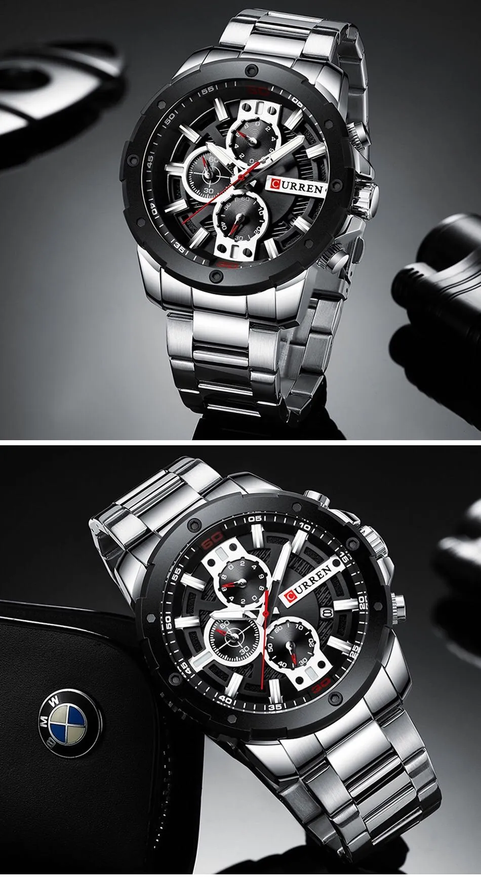Men Quartz Watch Blue Classic Chronograph