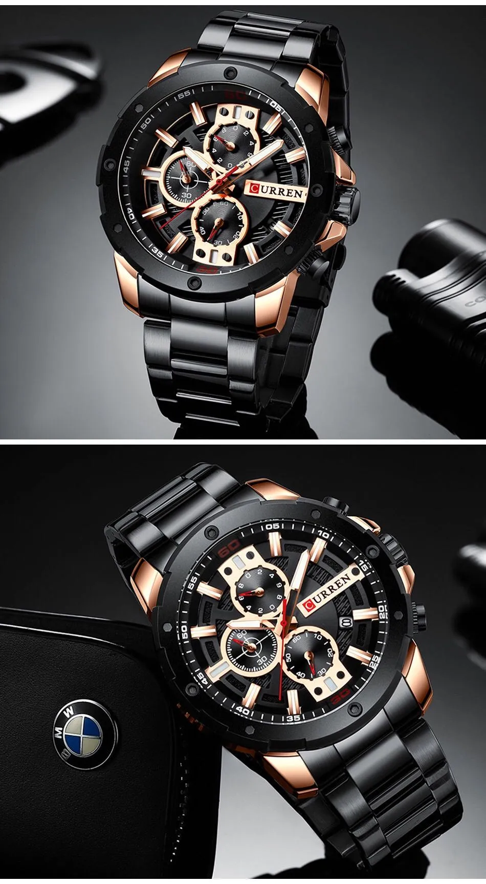 Men Quartz Watch Blue Classic Chronograph