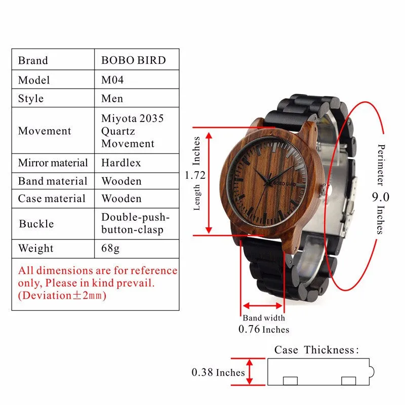Men's Red Sandalwood Dial   Ebony Wood Band Wooden Watch