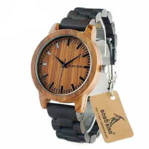 Men's Red Sandalwood Dial   Ebony Wood Band Wooden Watch