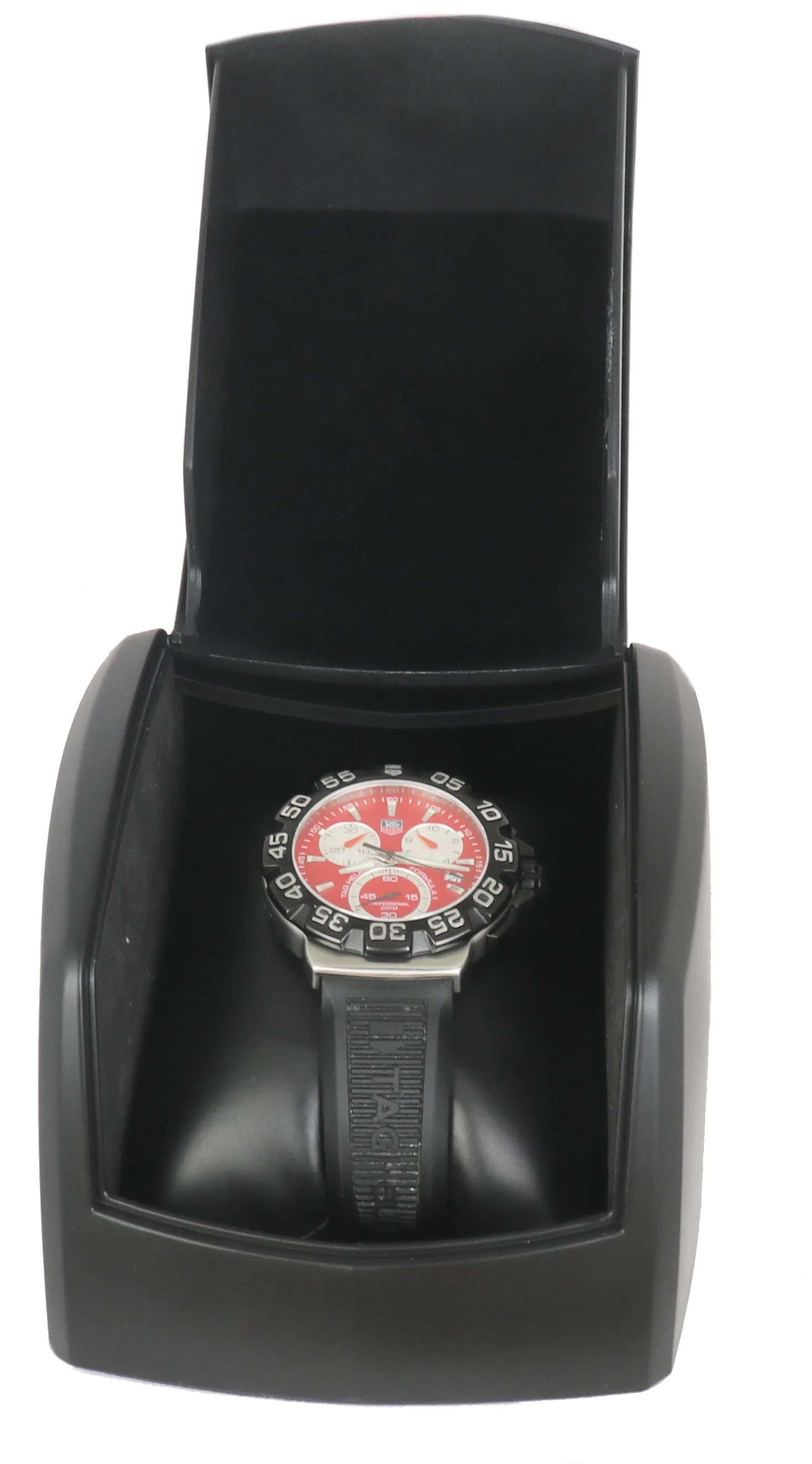 Mens Tag Heuer Formula 1 CAC1112 Black 41mm Chronograph Stainless Red Date Watch