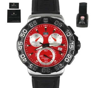 Mens Tag Heuer Formula 1 CAC1112 Black 41mm Chronograph Stainless Red Date Watch