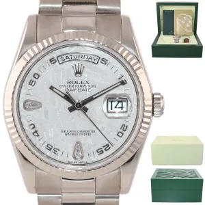 MINT 2009 METEORITE DIAMOND Rolex President Day Date 118239 White Gold Watch