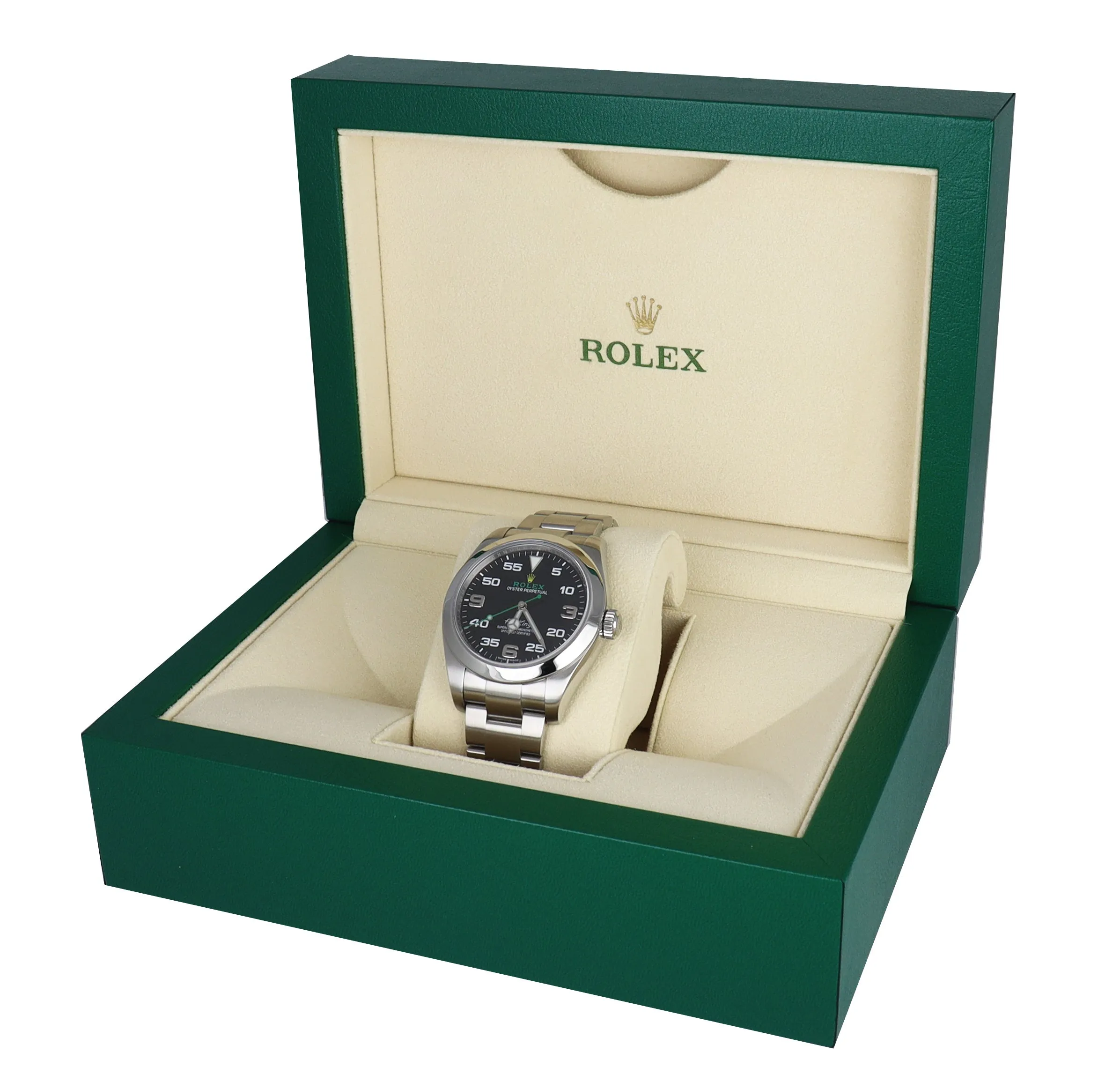 MINT 2020 Rolex Air-King 40mm Green Yellow Black Arabic Stainless Steel 116900