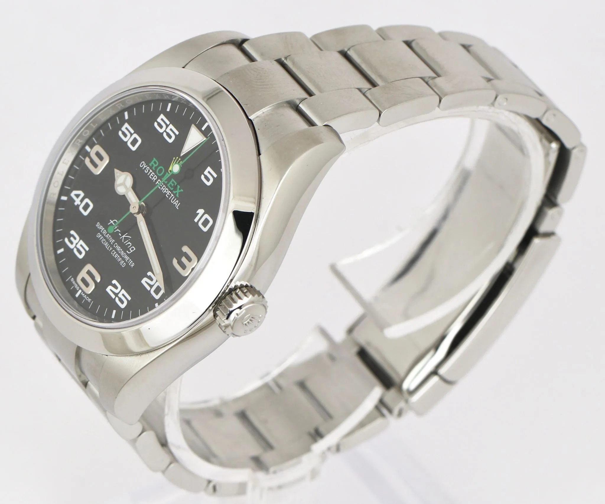 MINT 2020 Rolex Air-King 40mm Green Yellow Black Arabic Stainless Steel 116900